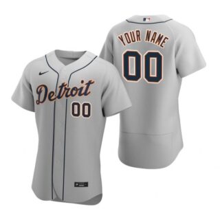 Men's Custom Detroit Tigers Flex Base Jersey Gray