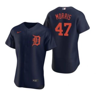 Men's Jack Morris Detroit Tigers Flex Base Jersey Navy Orange