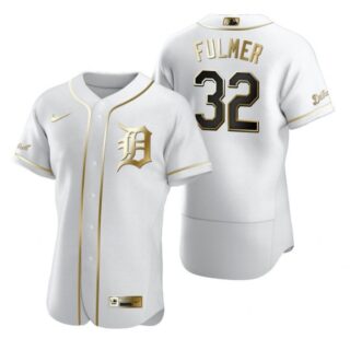 Men's Michael Fulmer Detroit Tigers Flex Base Jersey White Golden