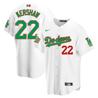 Men's Clayton Kershaw Los Angeles Dodgers Cool Base Jersey Mexican Heritage Night Mexico White