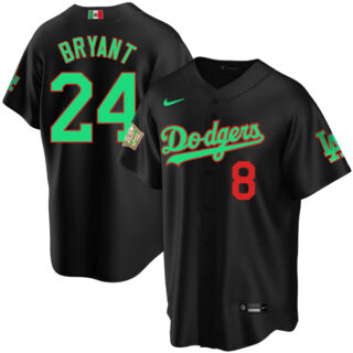 Men's Kobe Bryant Los Angeles Dodgers Cool Base Jersey Mexican Heritage Night Mexico Black