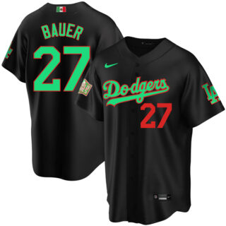 Men's Trevor Bauer Los Angeles Dodgers Cool Base Jersey Mexico White Mexico Black