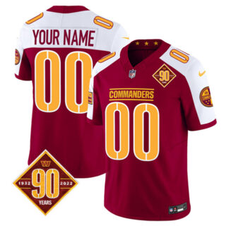 en's Washington Commanders Active Player Custom Burgundy White 2023 F.U.S.E. 90th Anniversary Vapor Limited Stitched Football Jersey