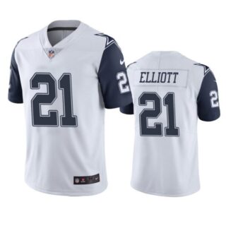 Men's #21 Ezekiel Elliott Dallas Cowboys White Color Rush Limited Jersey Stitched