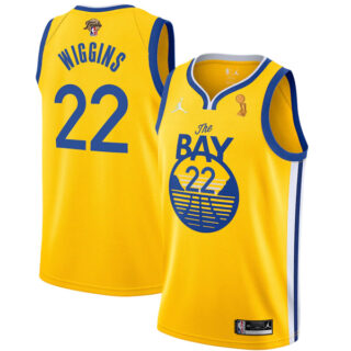 Men's Golden State Warriors Andrew Wiggins 2022 NBA Champions Stitched Jersey Statement Gold
