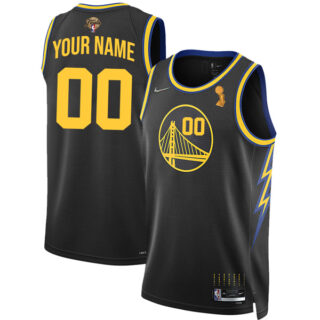 Men's Golden State Warriors Custom 2022 NBA Champions Stitched Jersey Black