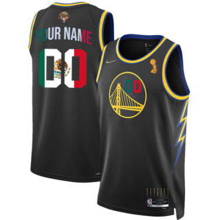 Men's Golden State Warriors Custom 2022 NBA Champions Mexico Edition Stitched Jersey Black