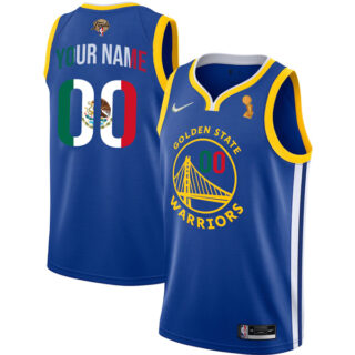 Men's Golden State Warriors Custom 2022 NBA Champions Mexico Edition Stitched Jersey Royal