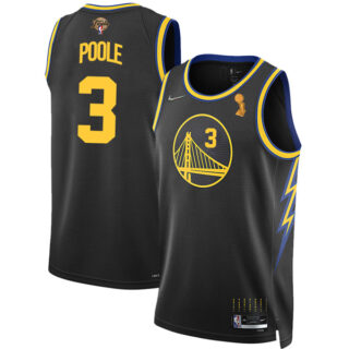 Men's Golden State Warriors Jordan Poole 2022 NBA Champions Stitched Jersey Black