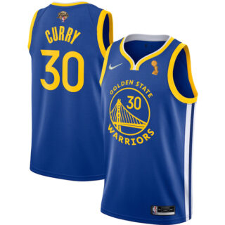 Men's Golden State Warriors Stephen Curry 2022 NBA Champions Stitched Jersey Royal