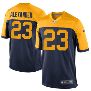 Men's #23 Jaire Alexander Green Bay Packers Game Jersey Stitched Navy Yellow