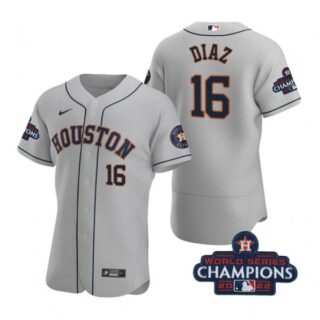 Men's Aledmys Diaz Houston Astros 2022 World Series Champions Stitched Gray Jersey