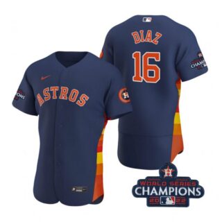 Men's Aledmys Diaz Houston Astros 2022 World Series Champions Stitched Navy Jersey