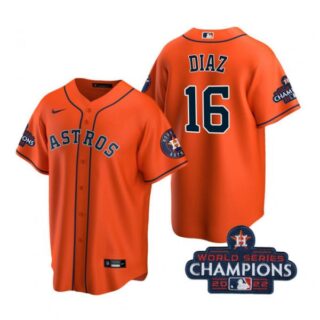 Men's Aledmys Diaz Houston Astros 2022 World Series Champions Orange Stitched Jersey