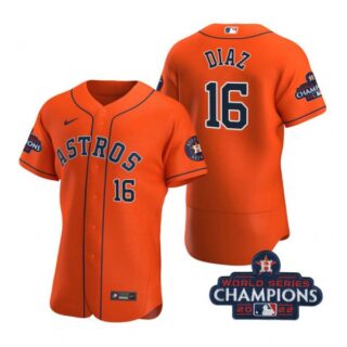 Men's Aledmys Diaz Houston Astros 2022 World Series Champions Stitched Orange Jersey