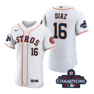 Men's Aledmys Diaz Houston Astros 2022 World Series Champions Stitched White Jersey