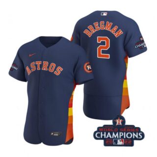 Men's Alex Bregman Houston Astros 2022 World Series Champions Stitched Navy Jersey