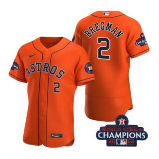 Men's Alex Bregman Houston Astros 2022 World Series Champions Stitched Orange Jersey