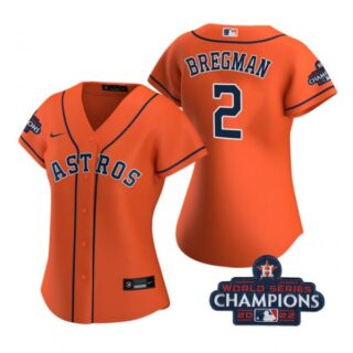 Women's Alex Bregman Houston Astros 2022 World Series Champions Orange Stitched Jersey