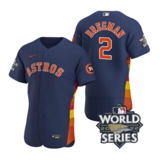 Men's Alex Bregman Houston Astros 2022 World Series Stitched Jersey Navy