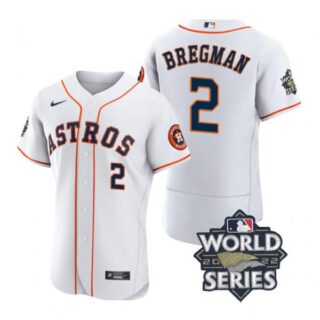 Men's Alex Bregman Houston Astros 2022 World Series Stitched Jersey White