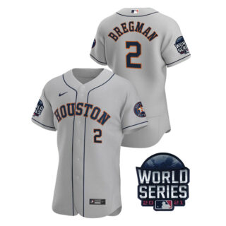 Men's Houston Astros Alex Bregman 2021 World Series Stitched Jersey Flex Base Gray
