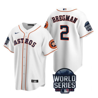Men's Houston Astros Alex Bregman 2021 World Series Stitched Jersey Cool Base White Home