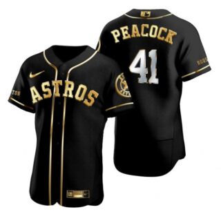 Men's Brad Peacock Houston Astros Flex Base Jersey Black Golden