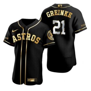 Men's Zack Greinke Houston Astros Flex Base Jersey Black Golden