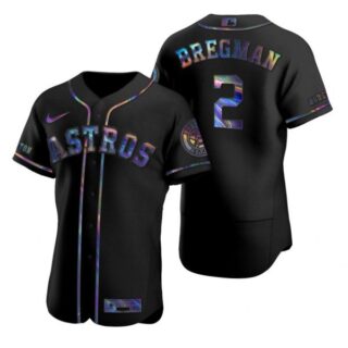 Men's Alex Bregman Houston Astros Flex Base Jersey Black Holographic