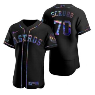 Men's Andre Scrubb Houston Astros Flex Base Jersey Black Holographic
