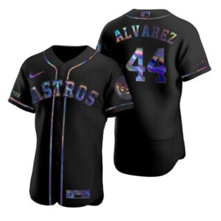 Men's Yordan Alvarez Houston Astros Flex Base Jersey Black Holographic