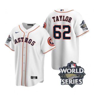Men's Houston Astros Blake Taylor 2022 World Series White Home Stitched Jersey