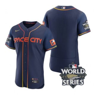 Men's Houston Astros 2022 World Series Space City Connect Jersey Navy