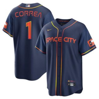Men's Cool Base Carlos Correa Houston Astros 2022 Space City Connect Navy Stitched Jersey