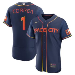 Men's Flex Base Carlos Correa Houston Astros 2022 Space City Connect Navy Stitched Jersey