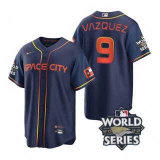 Youth Houston Astros Christian Vazquez 2022 World Series City Connect Navy Stitched Jersey