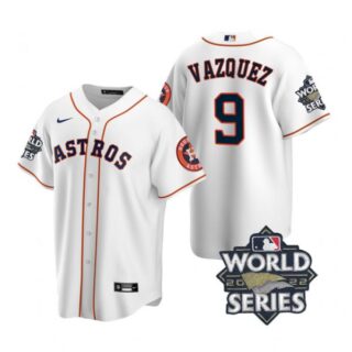 Men's Houston Astros Christian Vazquez 2022 World Series White Home Stitched Jersey