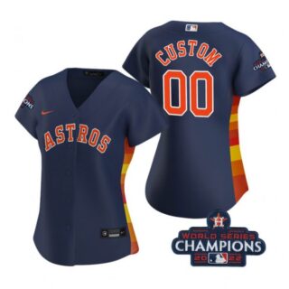 Women's Custom Houston Astros 2022 World Series Champions Navy Stitched Jersey