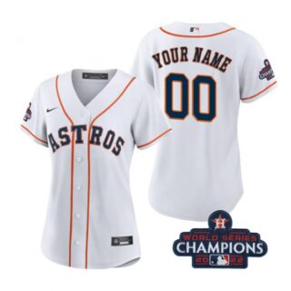 Women's Custom Houston Astros 2022 World Series Champions White Stitched Jersey