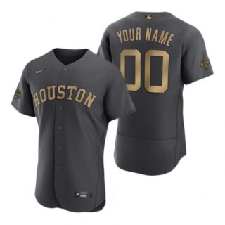 Men's Flex Base Custom Houston Astros 2022 MLB All-Star Game Charcoal Black Stitched Jersey