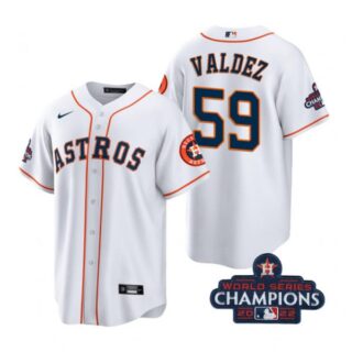 Youth Framber Valdez Houston Astros 2022 World Series Champions White Stitched Jersey