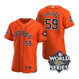 Men's Framber Valdez Houston Astros 2022 World Series Stitched Jersey Orange