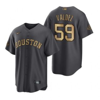 Men's Cool Base Framber Valdez Houston Astros 2022 MLB All-Star Game Charcoal Black Stitched Jersey