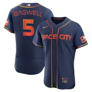 Men's Flex Base Jeff Bagwell Houston Astros 2022 Space City Connect Navy Stitched Jersey