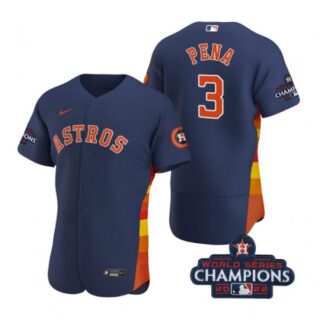 Men's Jeremy Pena Houston Astros 2022 World Series Champions Stitched Navy Jersey