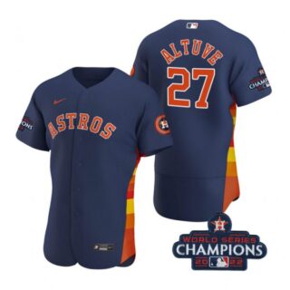 Men's Jose Altuve Houston Astros 2022 World Series Champions Stitched Navy Jersey