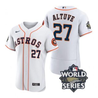 Men's Jose Altuve Houston Astros 2022 World Series Stitched Jersey White
