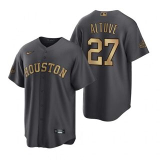 Men's Cool Base Jose Altuve Houston Astros 2022 MLB All-Star Game Charcoal Black Stitched Jersey