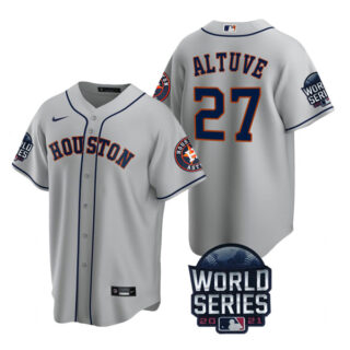Men's Houston Astros Jose Altuve 2021 World Series Stitched Jersey Cool Base Gray